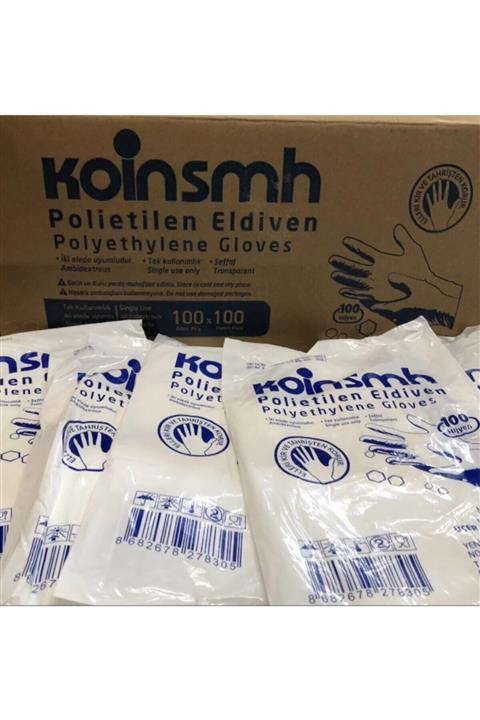 KOİNSMH Pet-şeffaf Eldiven 100*10 Paket 1000 Adet