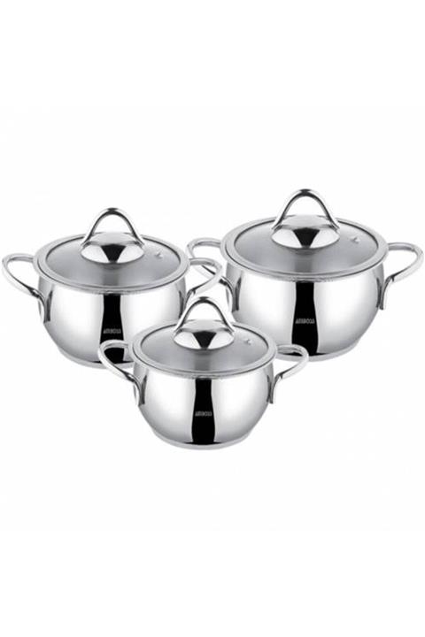 Amboss Stone 6 Parça Mını Derin Tencere Set Cam Kapak