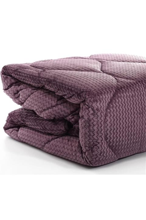 Merinos Tek Kiş Zigzag Fashion Micro Yorgan Mürdüm