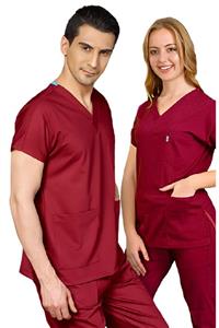 ÇİZGİ MEDİKAL Unisex Bordo Likralı Cerrahi Takım Best Likra Greys Hastane Forması Takım