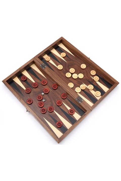 megame El Yapımı Masif Ağaç Büyük Boy Tavla Takımı + Şimşir 35 Mm Pullar Lüx Ahşap Tavla Damasız