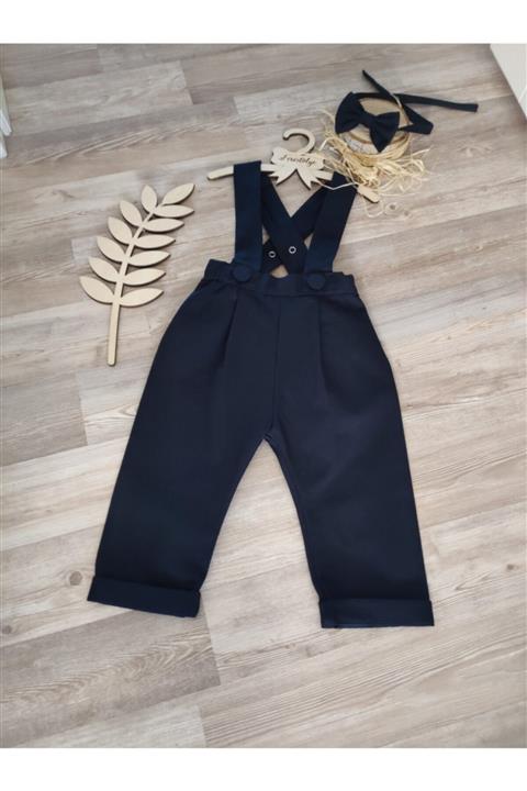 Feriatolye Lacivert Erkek Bebek Pantolon Salopet Doğum Günü Kıyafeti