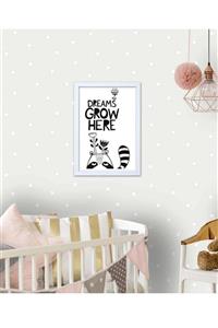 LYN HOME & DECOR Dreams Grow Here Beyaz Çerçeveli Poster Tablo 23.5X33,5 cm