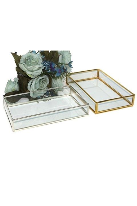 Yavuz Süs Metal Kenarlı Cam Gümüş Renkli Nikah Söz Tepsisi