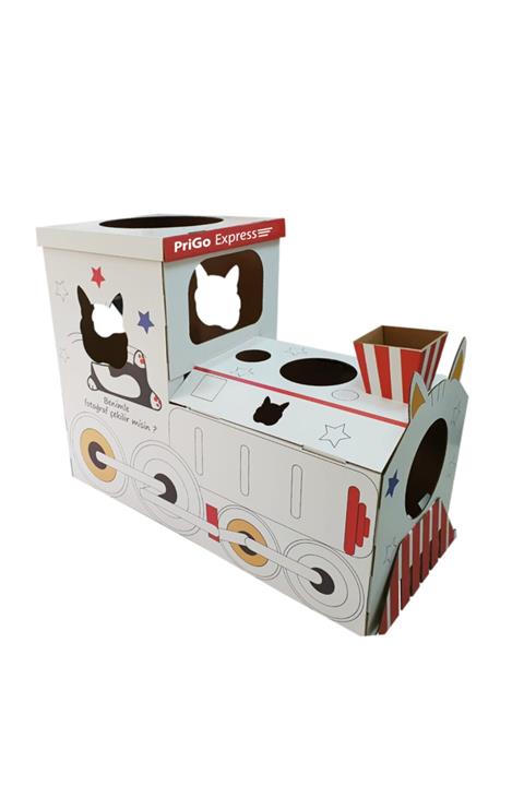 PriGo Tren Karton Oyun Ve Boyama Evi