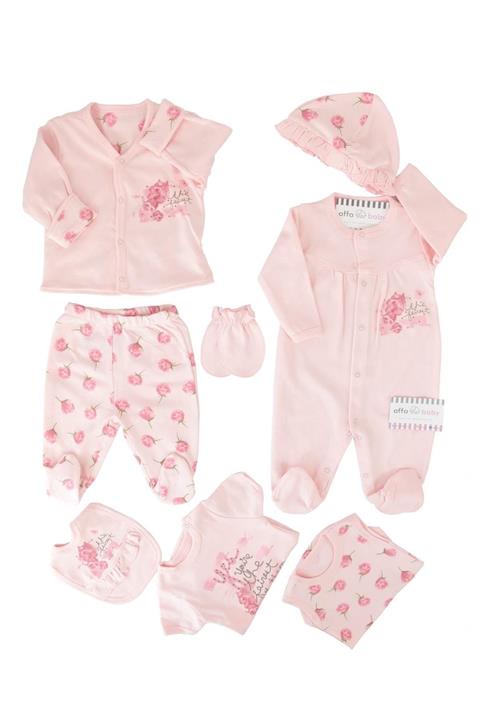 İmaj Somon Güllü Kız Bebek 8li Hastane Çıkışı