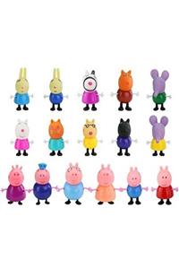 Schulzz Peppa Pig Action Figure - Domuz Peppa Ailesi Aksion Figür Tam Set 16'lı