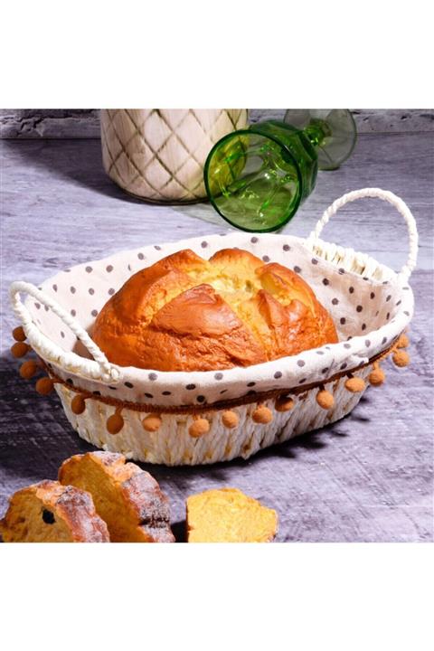Yamamiya Ponpon Süslemeli Ekmek Sepeti