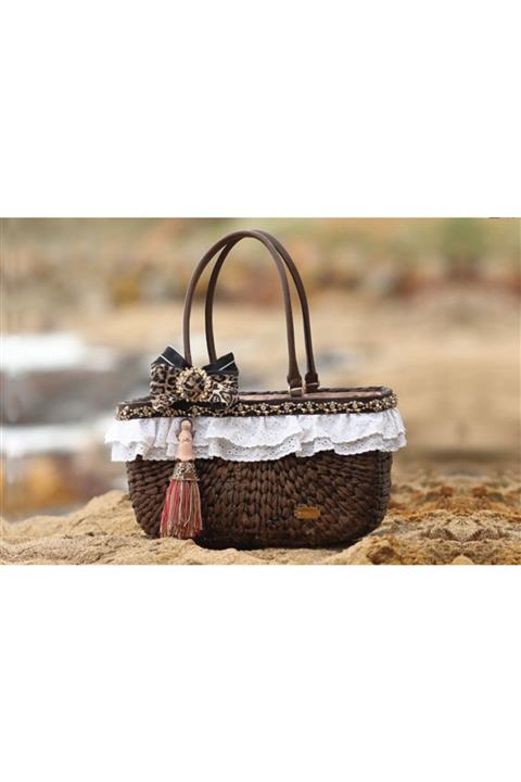 design by ebru ener Büyük Boy Hasır Plaj Çantası