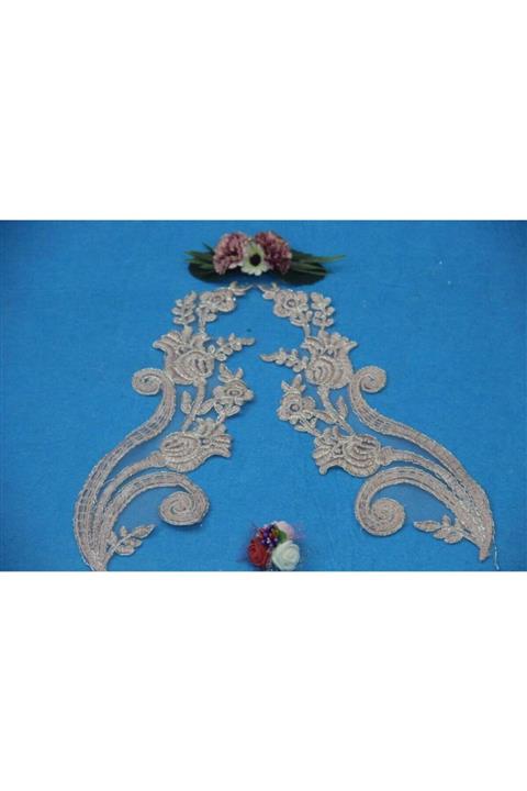 HÜMA Dantel Pembe Lale Aplike 12 Adet 6 Çift