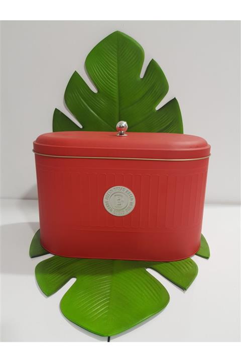 MorzaPazarı Metal Ekmeklik -kırmızı (19x34x25cm)