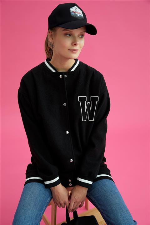 DeFacto Bomber Yaka Armalı Cepli Relax Fit Kolej Tunik Ceket