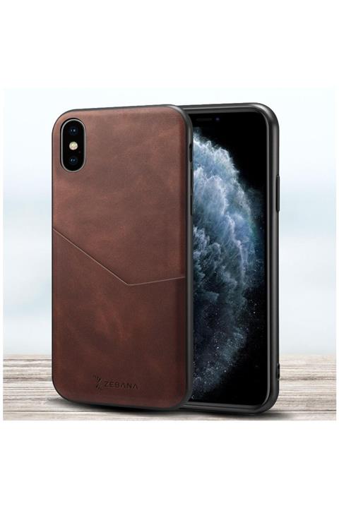 Dara Aksesuar Apple Iphone X Kılıf Zebana Cepli Nubuk Kılıf Kahverengi