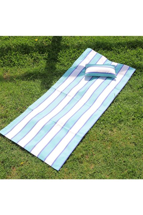 HOMİNG Mini Yastıklı Plaj Ve Piknik Örtüsü / Kumlanmayan - Su Geçirmeyen Kumaş 150 X 65 Cm