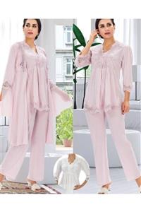 Duchesse Pudra Sabahlıklı Hamile Pijama Takımı 3011