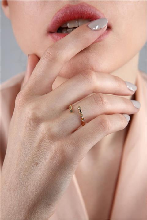 AURRARİ Kadın Altın Kaplama Asimetrik Çentik Yüzük (ayarlanabilir)