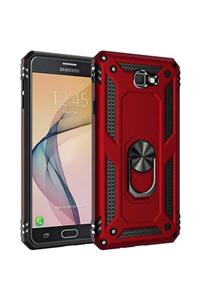 Samsung Galaxy J7 Prime Kılıf Military Armor Ring Case Tank Zırh Yüzüklü Standlı