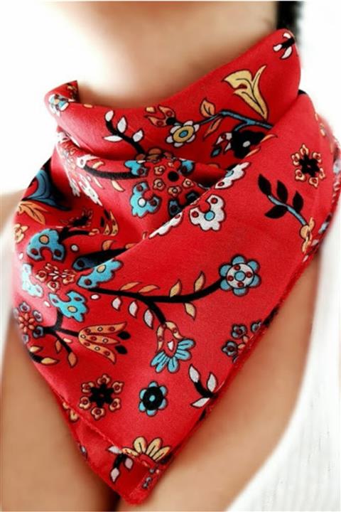 PETEK AKSESUAR Etnik Desenli Bandana Kırmızı