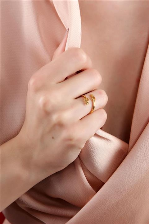 AURRARİ Kadın Altın Kaplama Ince Mars Ve Venüs Sembollu Yüzük
