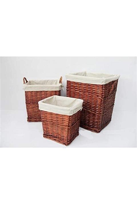 Cosargroup 3lü Hasır Çok Amaçlı Kapaksız Çamaşır Sepeti Oyuncak Sepet Seti