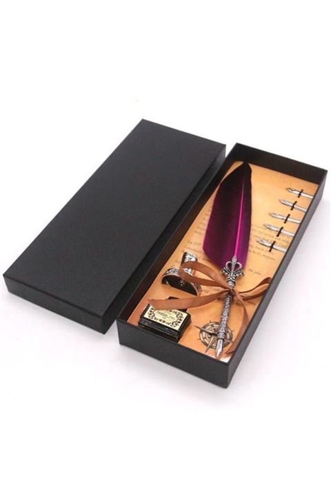 valkyrie Taçlı Kuş Tüyü Divit Kalem Seti