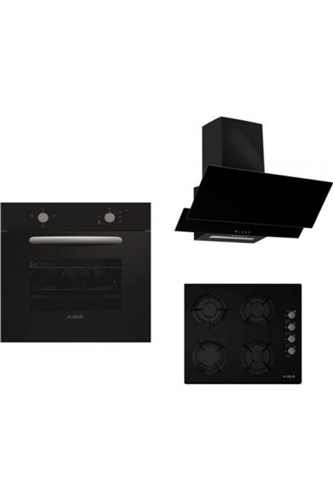 Alveus Siyah Ankastre Set ( Mfa 604 M Fırın - Gls 640 Bl Ocak - F17/60 Davlumbaz ) Sym-set