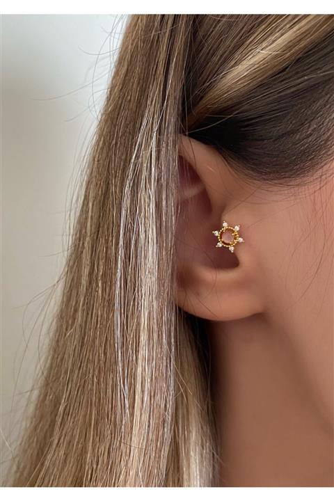 Okkostore Kadın Zirkon Taşlı Güneş Tragus Kıkırdak Piercing
