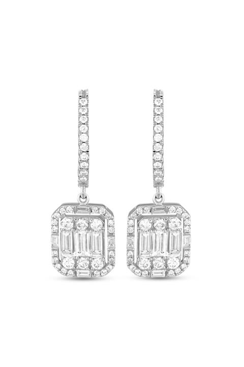 Barok Diamond Baget Pırlanta Küpe 1.51 Ct. E Vs 14k