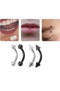 TakıConcept Unisex Siyah Titanyum Kaş Rook Piercing Seti