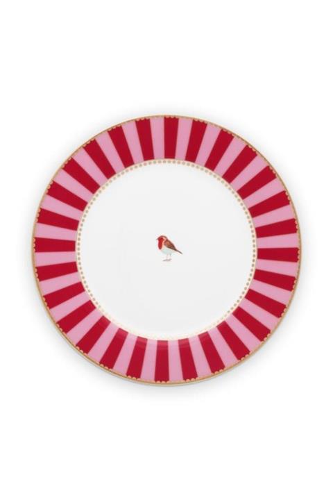 Pip Studio Love Bird Kırmızı/pembe Çizgili Tabak 21 Cm