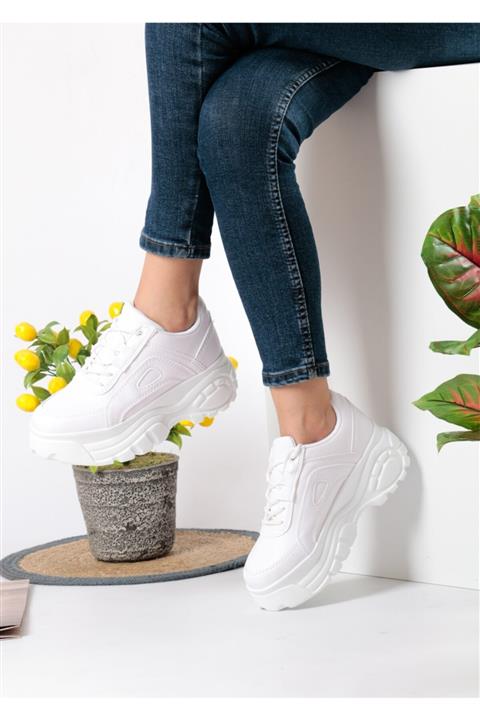Ayax Yüksek Taban Beyaz Kadın Sneaker