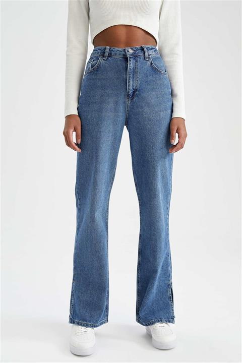 DeFacto 90's Geniş Paça Yüksek Bel Yırtmaç Detaylı Jean Pantolon