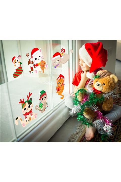 Koala Mood Kedicikli Christmas Yılbaşı Süsleri Yeni Yıl Bebek Ve Çocuk Odası Dekoratif Çıkartma Sticker
