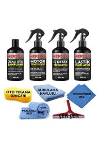 MERTOX Oto Temizlik Ve Bakım Seti Motor Iç Detay Temizleyici Lastik Parlatıcı Ve Cilalı Oto Şampuanı
