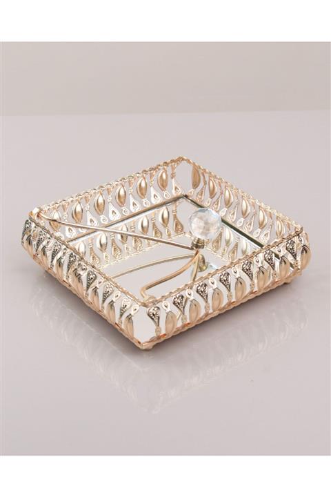 Ritim Metal Kristal Taşlı Bombeli Aynalı Altın Peçetelik
