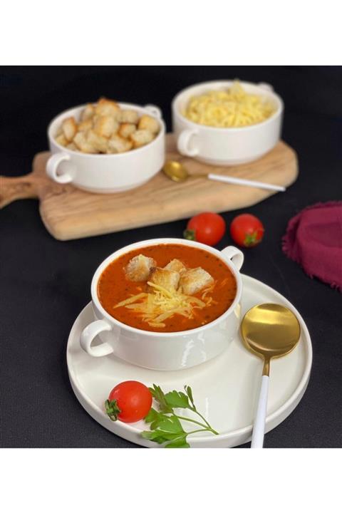 TEKBİR PORSELEN 6 Lı Kulplu Büyük Çorba Kasesi