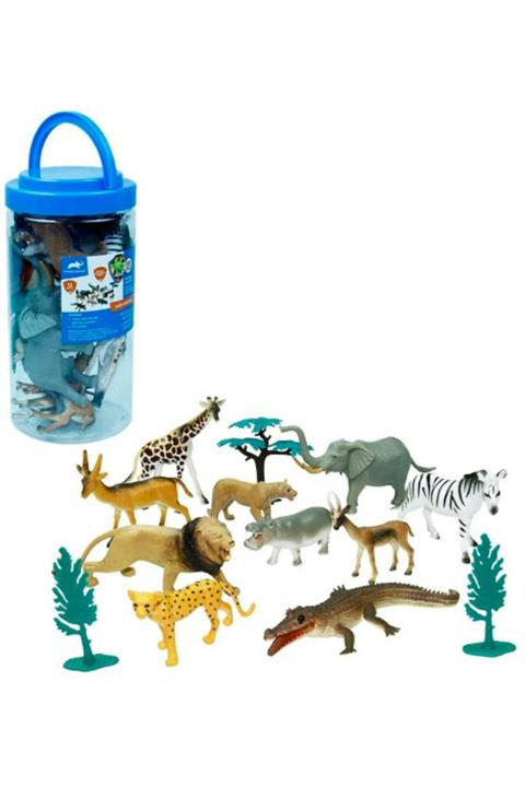 MuditaToys Kovada Vahşi Hayvan Seti 13 Parça/ Fil, Zebra, Zürafa , Aslan, Kaplan, Su Aygırı, Timsah