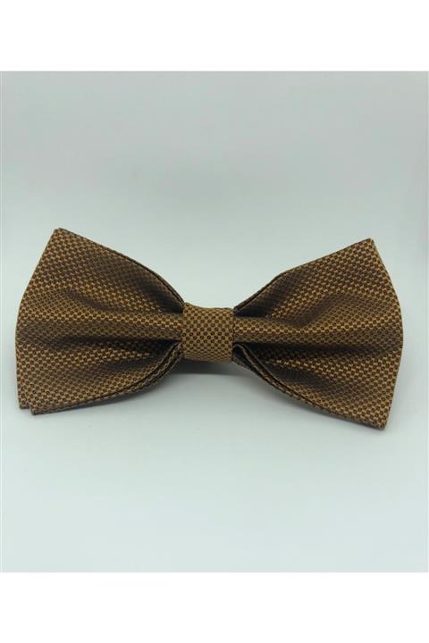 CRWAT ® Tütün Rengi / Kuşgözü Kumaş Papyon - Mendilli