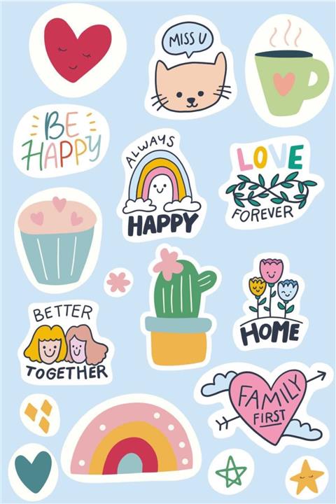 Piksel Grafik Mavi Telefon Tablet Stickerı