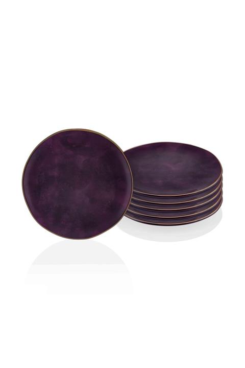 The Mia Deep Pasta Tabağı 6 Lı Set Mor