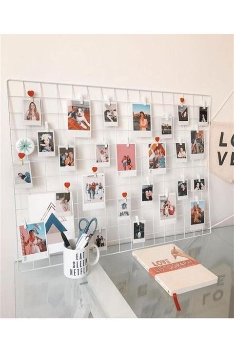 İnce Çizgi Beyaz Tel Pano Resimlik Notluk 40x60