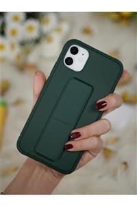 mooodcase Iphone 11 Manyetik Standlı Premium Silikonlu Haki Telefon Kılıfı