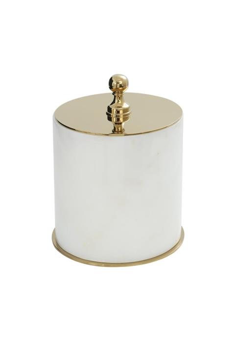 Mayaglory Vogue Serisi Doğal Mermer Çöp Kovası Beyaz Gold Renk 9026