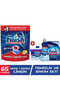 Finish Hepsi Bir Arada 65 Tablet Bulaşık Makinesi Deterjanı Limon + Temizlik ve Bakım Seti