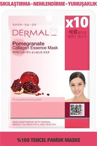 Dermal 10'lu Nar Kolajen Özlü Tek Kullanımlık Cilt Bakım Maskeleri