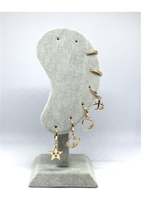 zeus jewellery Uçak Motifli 6'lı Küpe