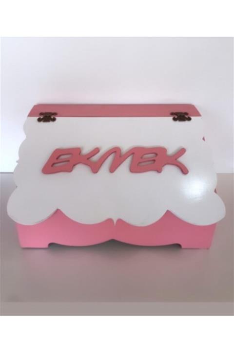 EmAyCenter Ahşap Dekoratif Ekmek Saklama Kabı Ekmeklik - Pembe