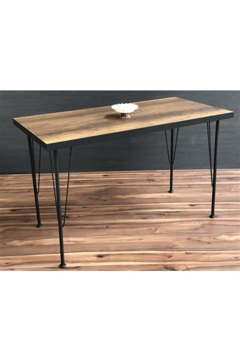 Metin Güneş Mobilya Ayaklı Barok Ceviz Ağaç Desen Dekoratif Mutfak Masası 60x120 cm
