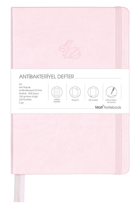 Matt Notebook A5 Antibakteriyel Defter Noktalı Pembe