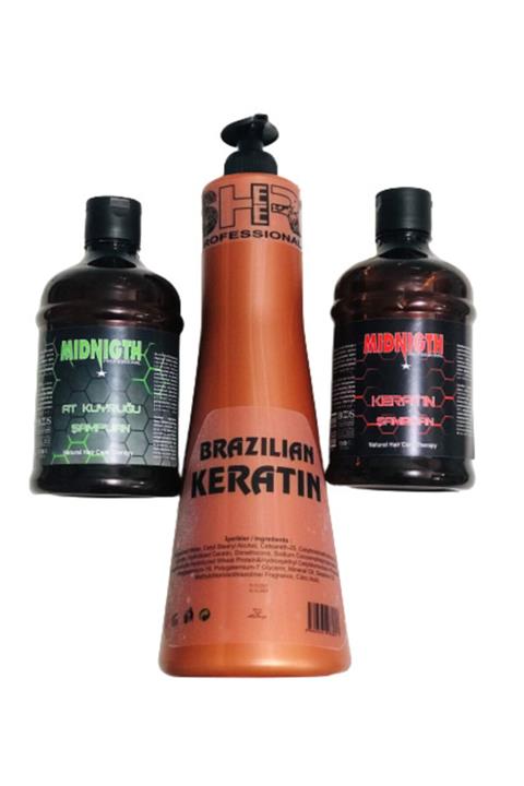 Sheer Brezılya Keratın 1000 Ml + Mıdnıgth Keratın Şampuan + Mıdnıgth At Kuyruğu Şampuan 500 Ml
